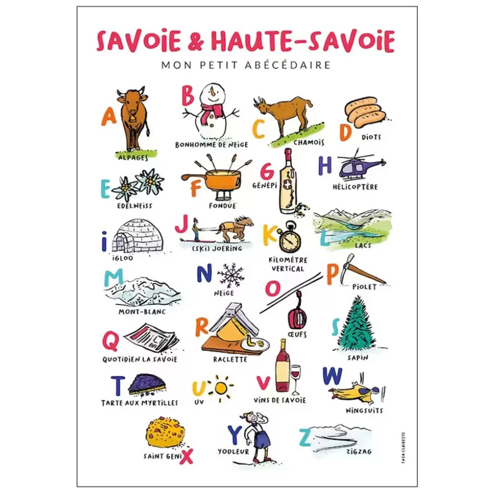 Affiche Abecedaire Savoie Et Haute-Savoie | Tata Clairette Discount