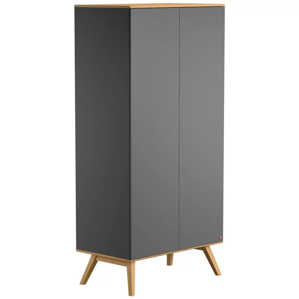 Armoire 2 Portes Nature - Gris | Vox Meubles Flash Sale