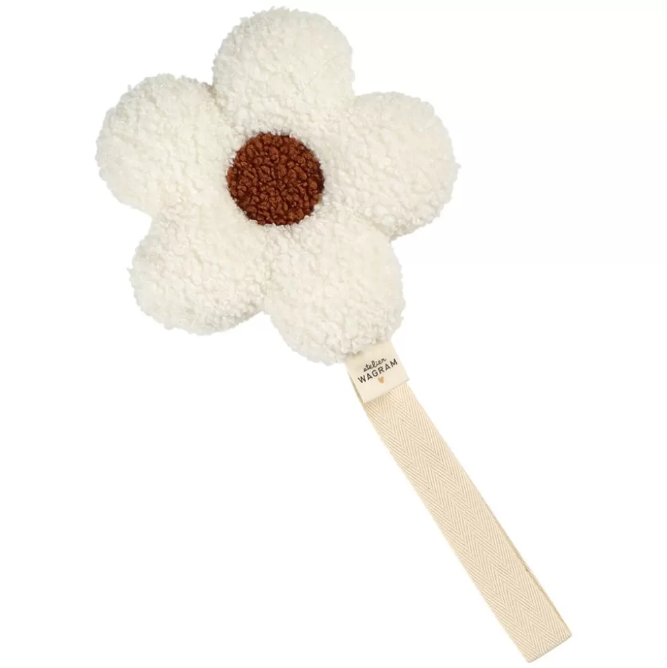 Attache Tetine Hochet Fleur Moumoute - Ecru Et Marron | Atelier Wagram Online