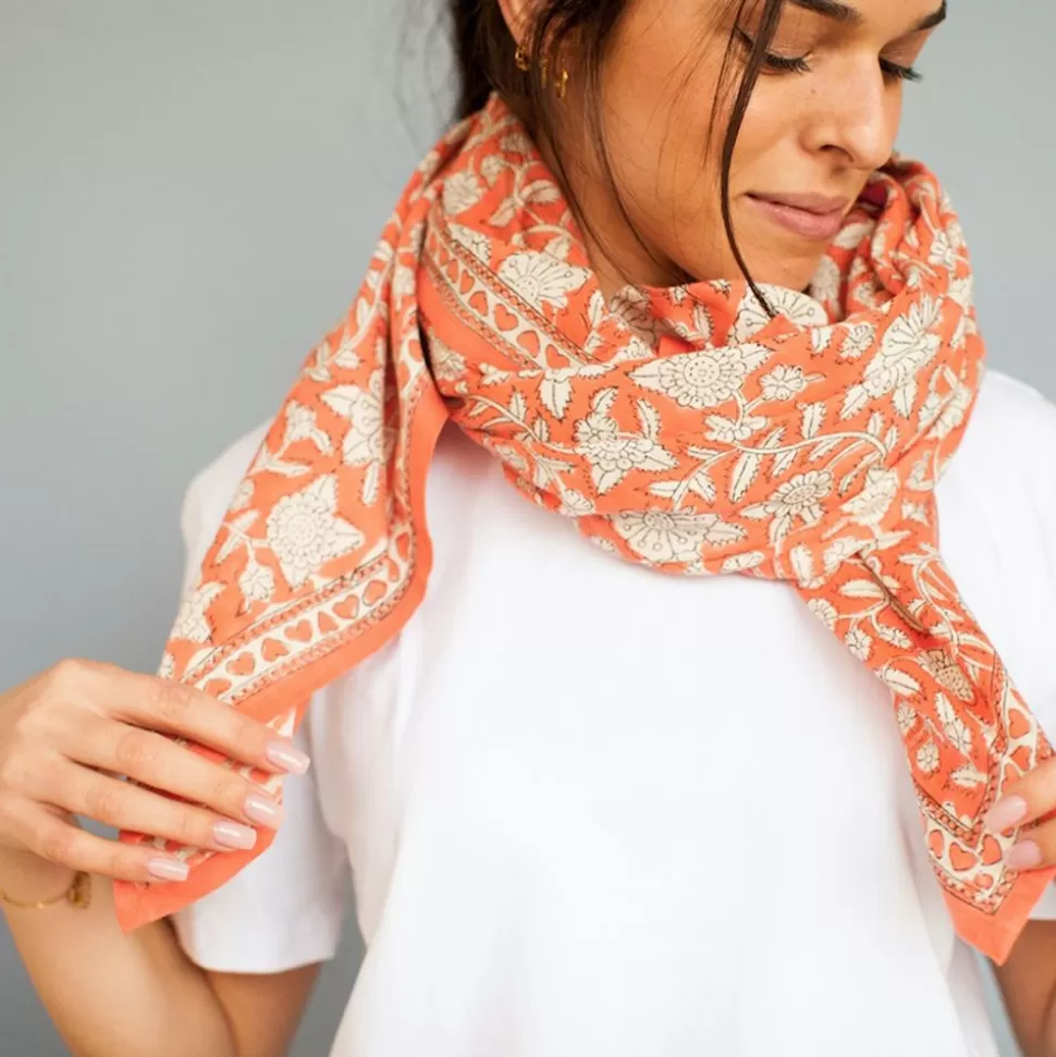 Big Foulard Latika Coeur - Papaya | Apaches Shop