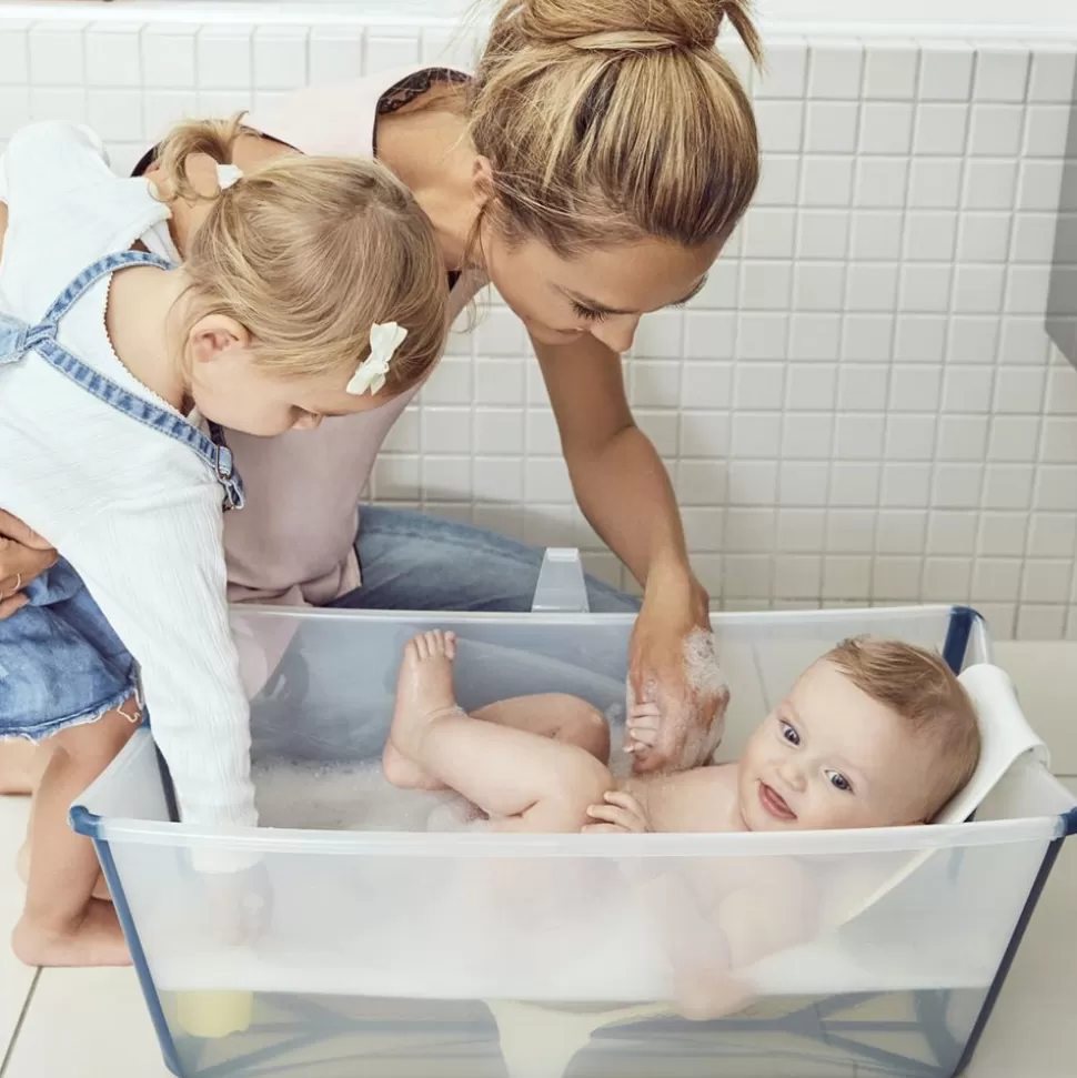 Bundle Baignoire Pliable Flexi Bath Et Transat De Bain Flexi Bath - Bleu Transparent | Stokke Store