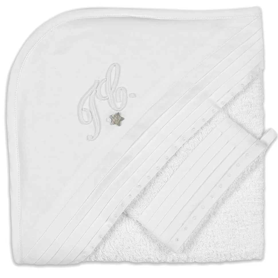 Cape De Bain Et Gant Monogramme - Blanc | Tartine et Chocolat Clearance