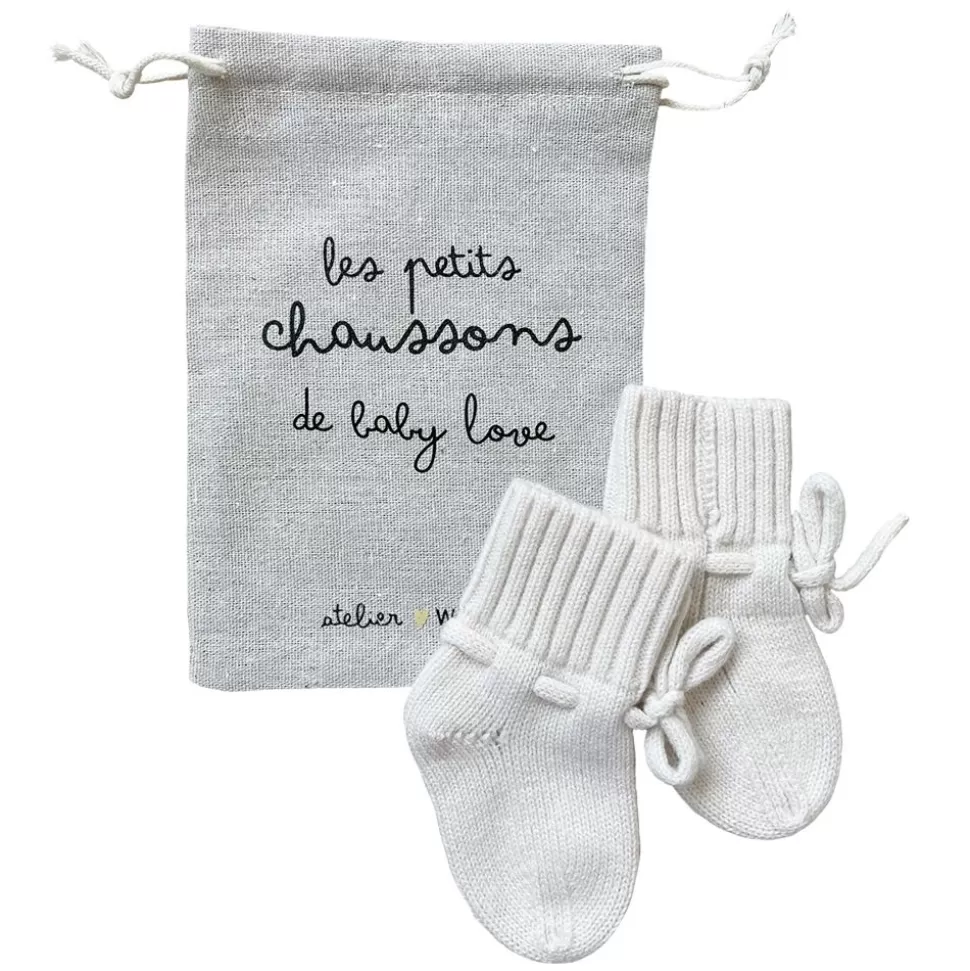 Chaussons Bebe Ecru Baby Love - 0/6 Mois | Atelier Wagram Sale