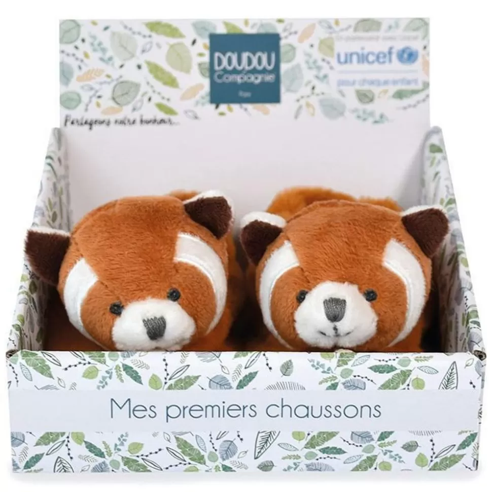 Chaussons Panda Roux Unicef - 0/6 Mois | Doudou et Compagnie Store