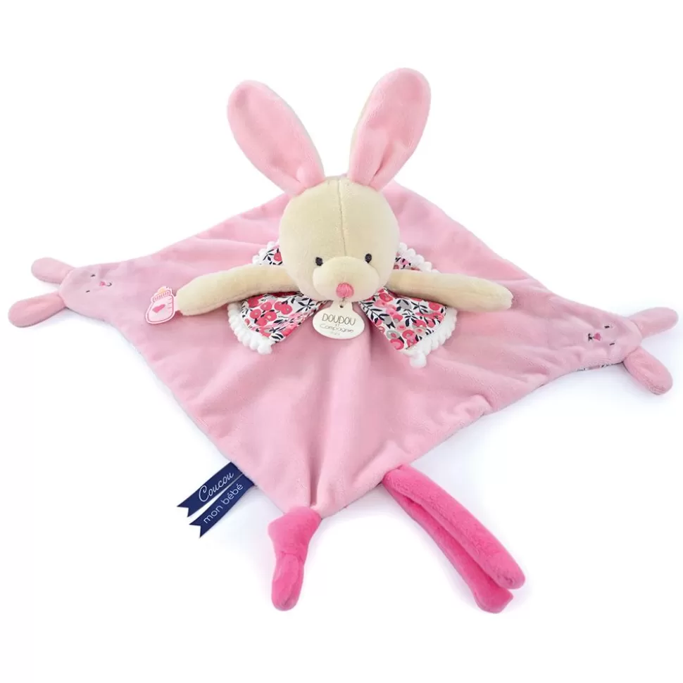 Doudou Lapin Rose Avec Marionnettes A Doigt Les Petits Futes | Doudou et Compagnie Online