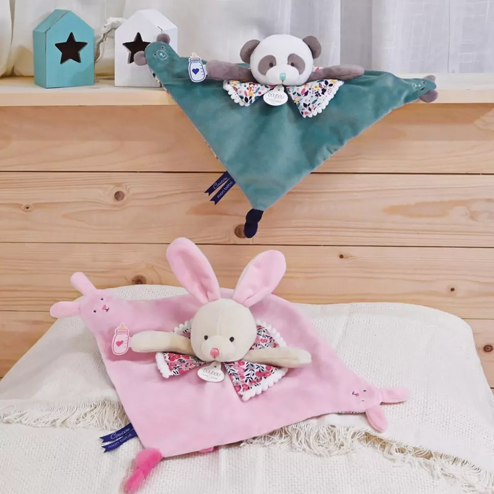 Doudou Lapin Rose Avec Marionnettes A Doigt Les Petits Futes | Doudou et Compagnie Online