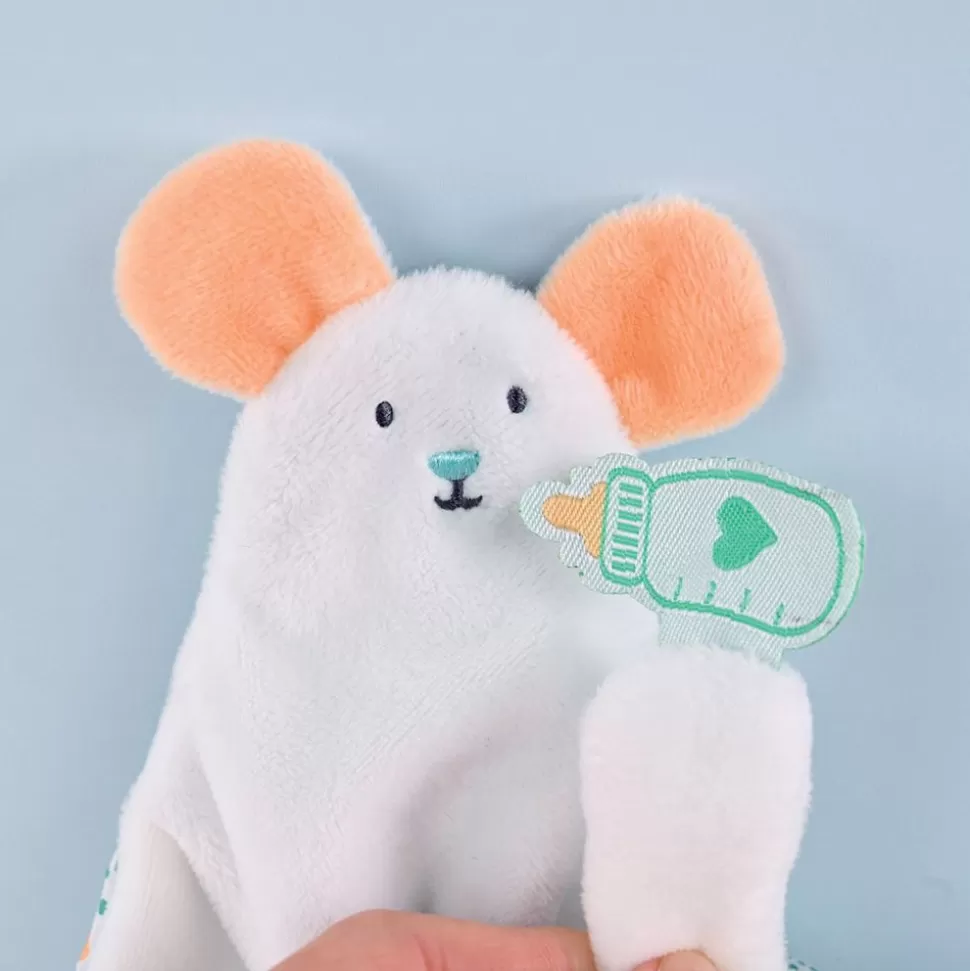 Doudou Souris Blanche Avec Marionnettes A Doigt Les Petits Futes | Doudou et Compagnie Online