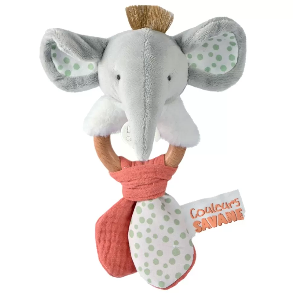 Hochet Elephant Couleurs Savane | Doudou et Compagnie New