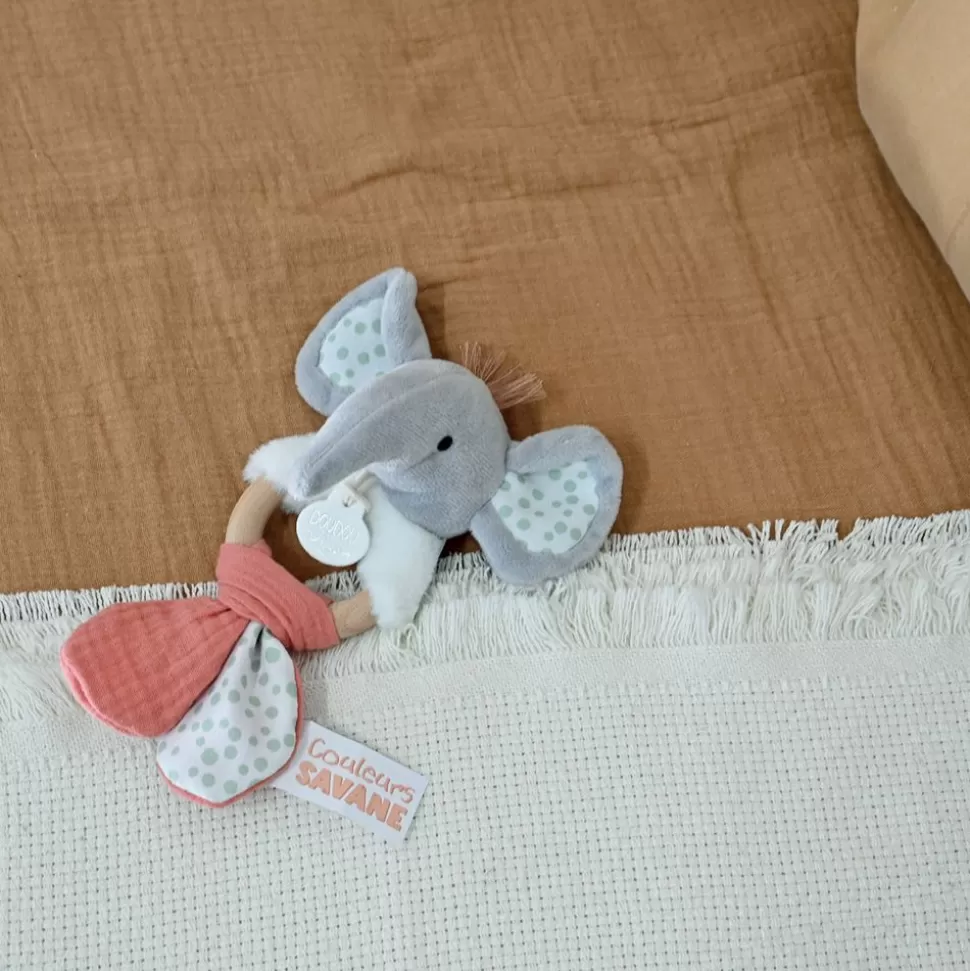 Hochet Elephant Couleurs Savane | Doudou et Compagnie New