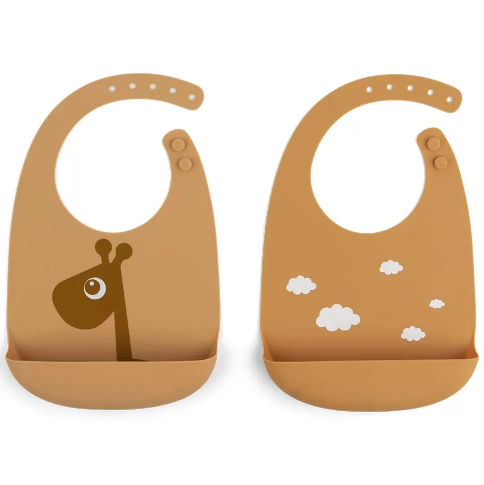 Lot De 2 Bavoirs - Silicone - Raffi Moutarde | Done by Deer Fashion