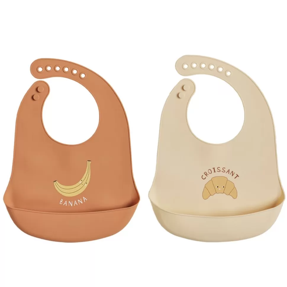 Lot De 2 Bavoirs En Silicone - Caramel Et Beige | OYOY Fashion