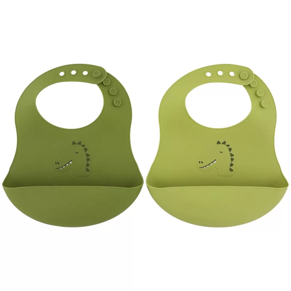 Lot De 2 Bavoirs En Silicone - Mr. Dino | Trixie Baby Fashion