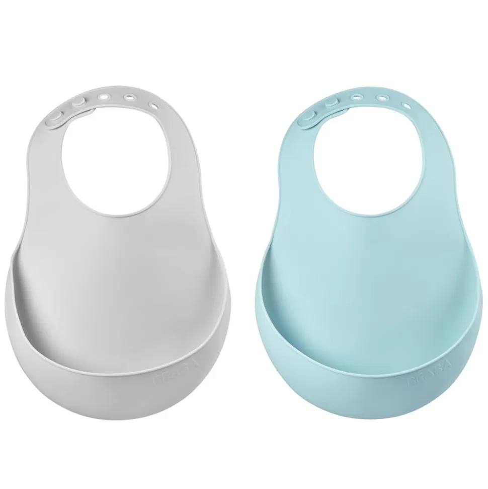 Lot De 2 Bavoirs Silicone - Light Mist & Airy Green | BÉABA Fashion