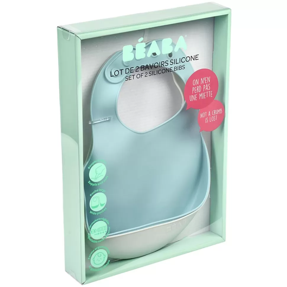 Lot De 2 Bavoirs Silicone - Light Mist & Airy Green | BÉABA Fashion