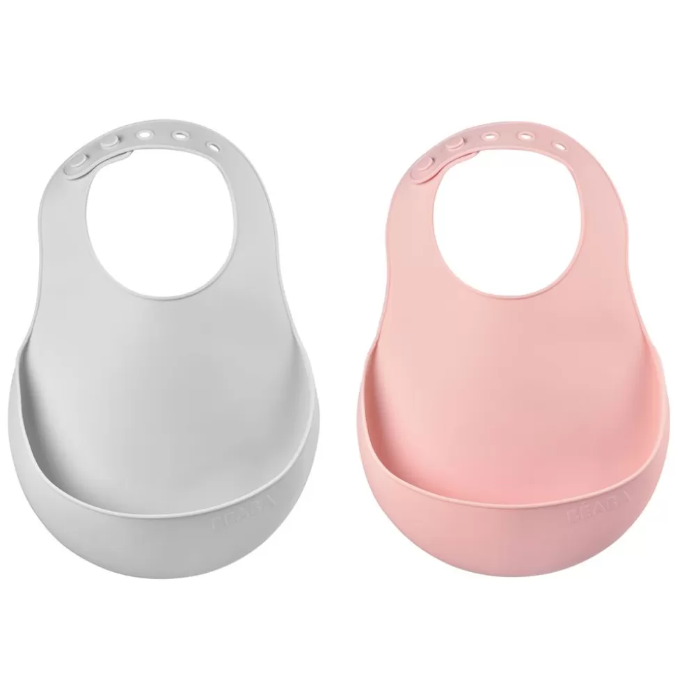 Lot De 2 Bavoirs Silicone - Light Mist & Old Pink | BÉABA Cheap