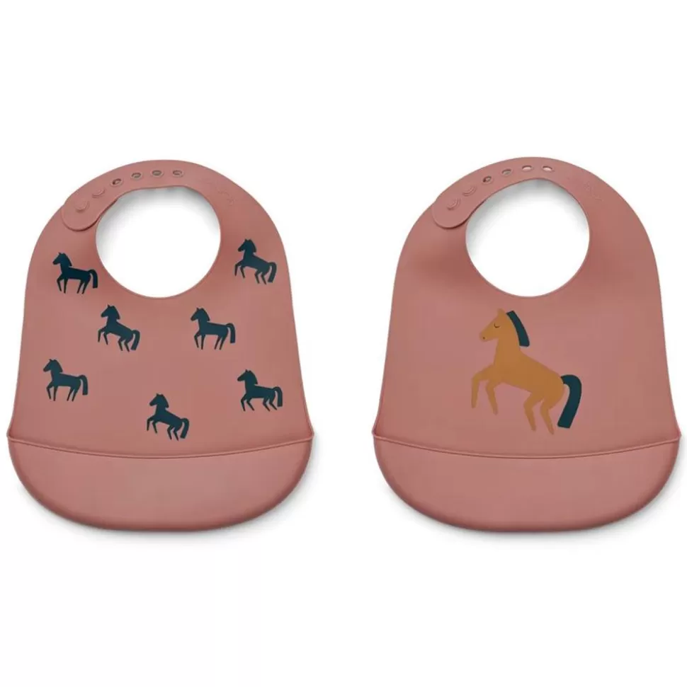 Lot De 2 Bavoirs Tilda - Horses Dark Rosetta | Liewood New