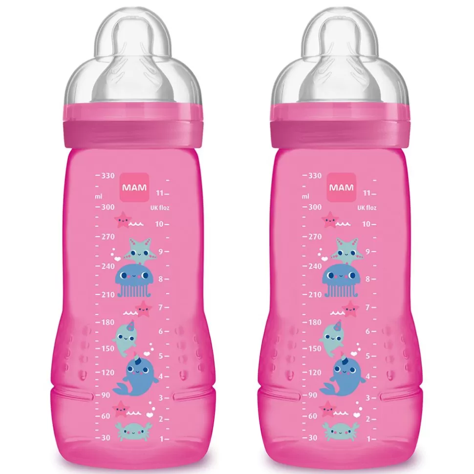 Lot De 2 Biberons Easy Active 2Eme Age Rose - 330 Ml | MAM Sale