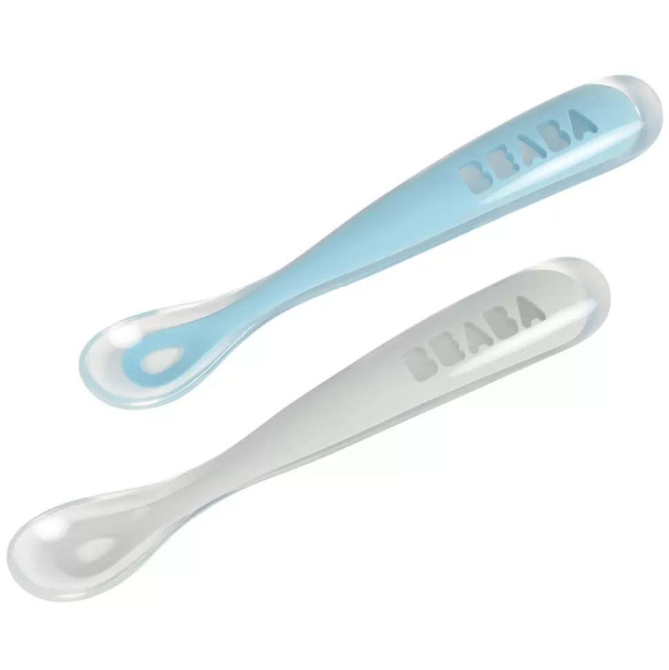 Lot De 2 Cuilleres 1Er Age Silicone - Grey & Blue | BÉABA Clearance