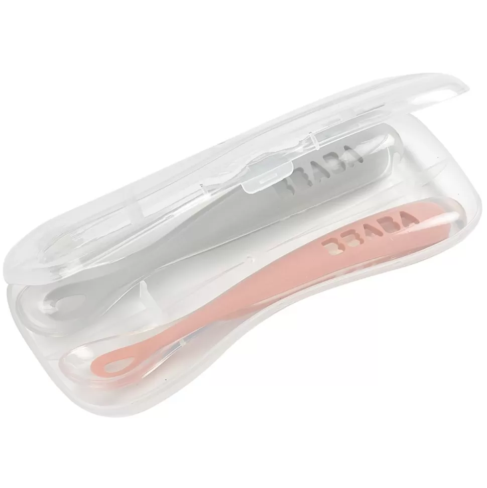 Lot De 2 Cuilleres 1Er Age Silicone - Grey & Pink | BÉABA Online