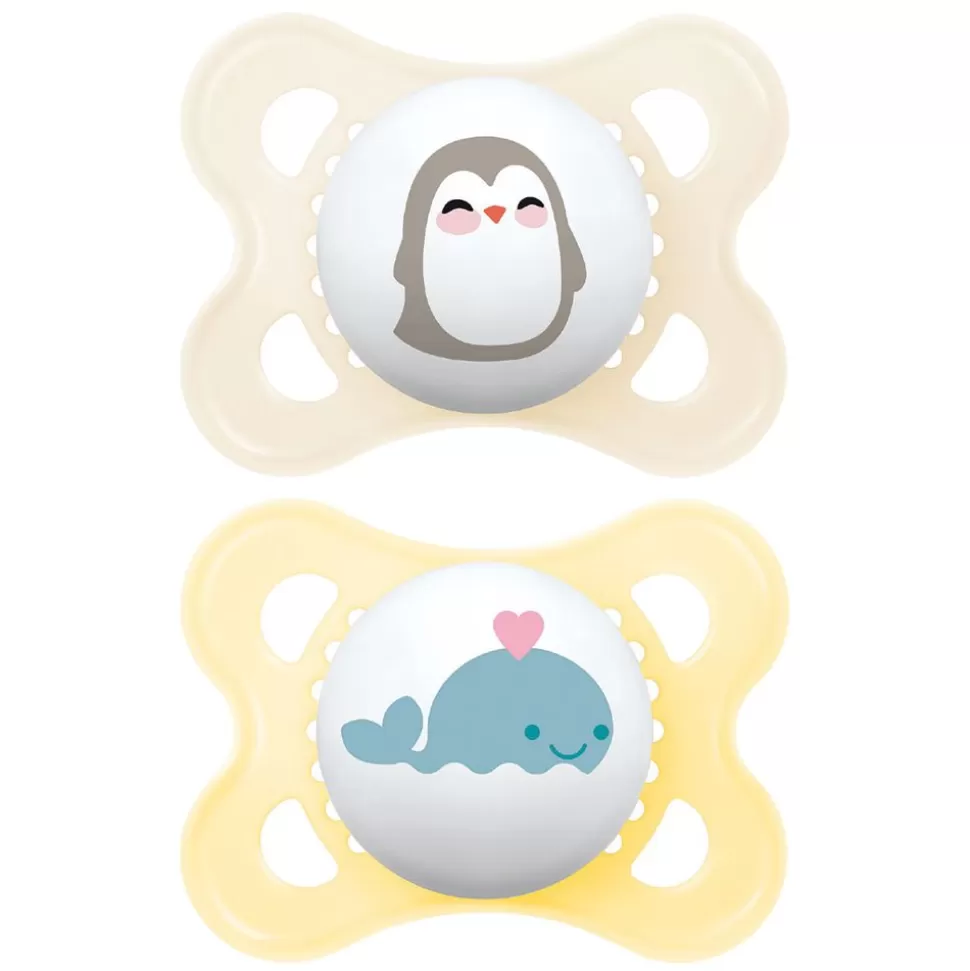 Lot De 2 Sucettes Original Animaux Pingouin Et Baleine - 2/6 Mois | MAM New