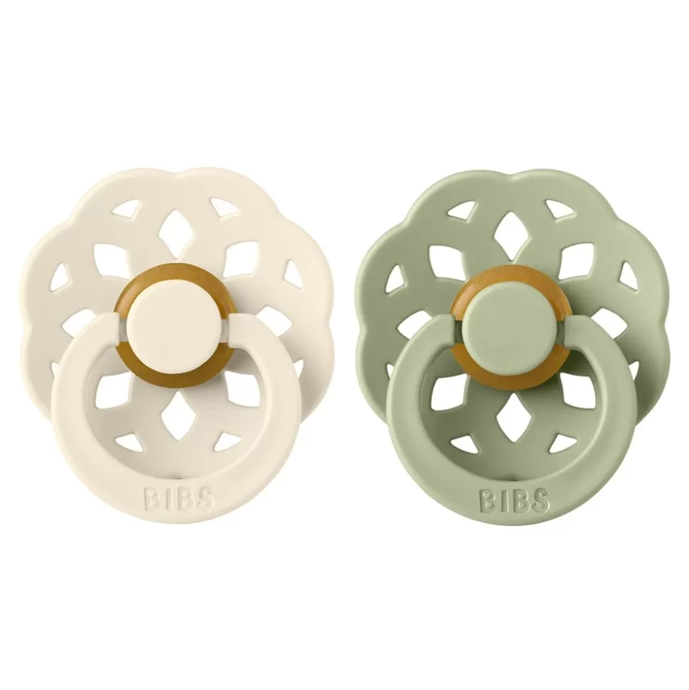 Lot De 2 Tetines Boheme Ivory & Sage - 6/18 Mois | Bibs Online