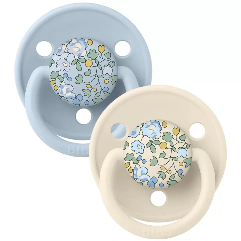 Lot De 2 Tetines De Luxe X Liberty Eloise Baby Blue Mix - Taille Unique | Bibs Clearance