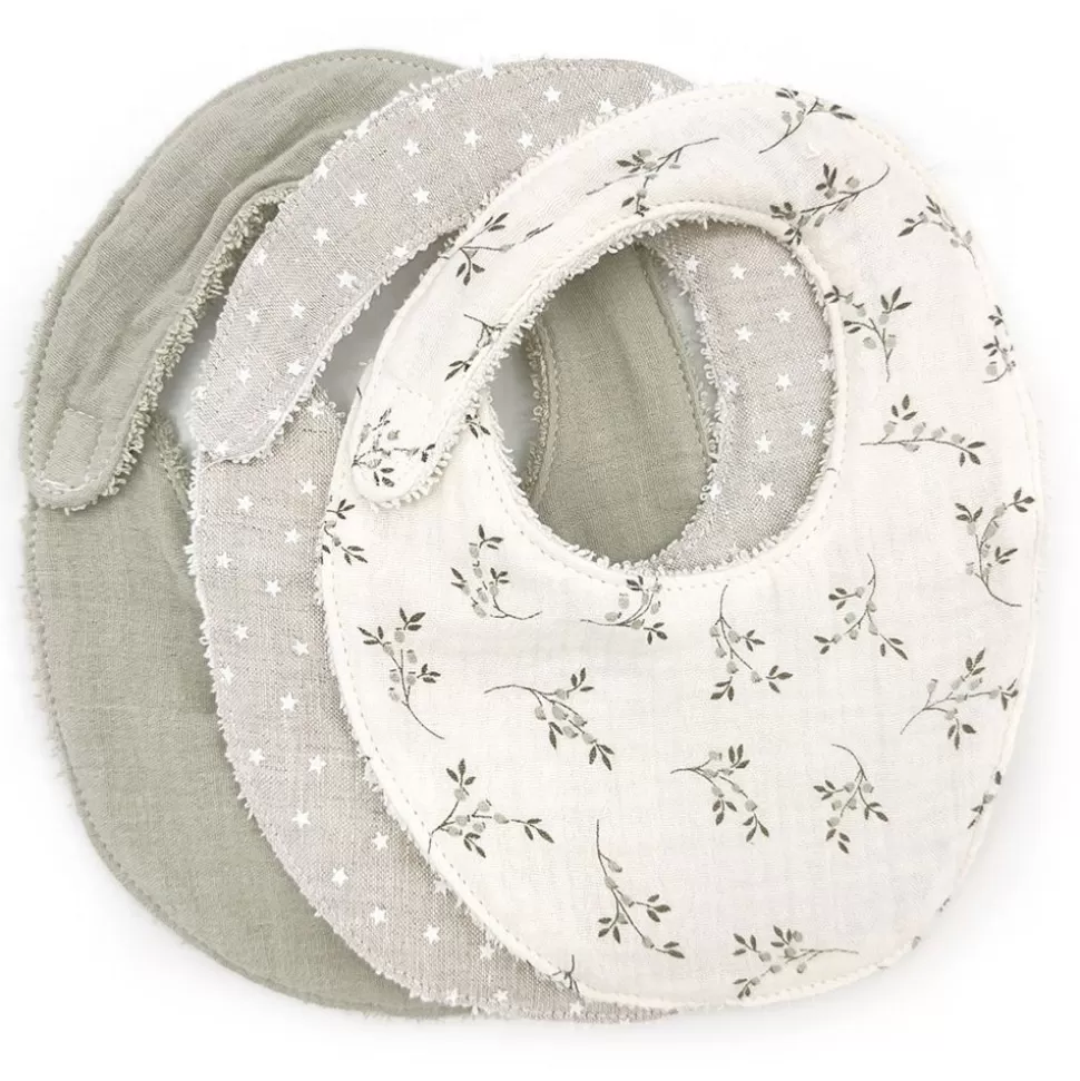 Lot De 3 Bavoirs - Olive Bloom | Babyshower New