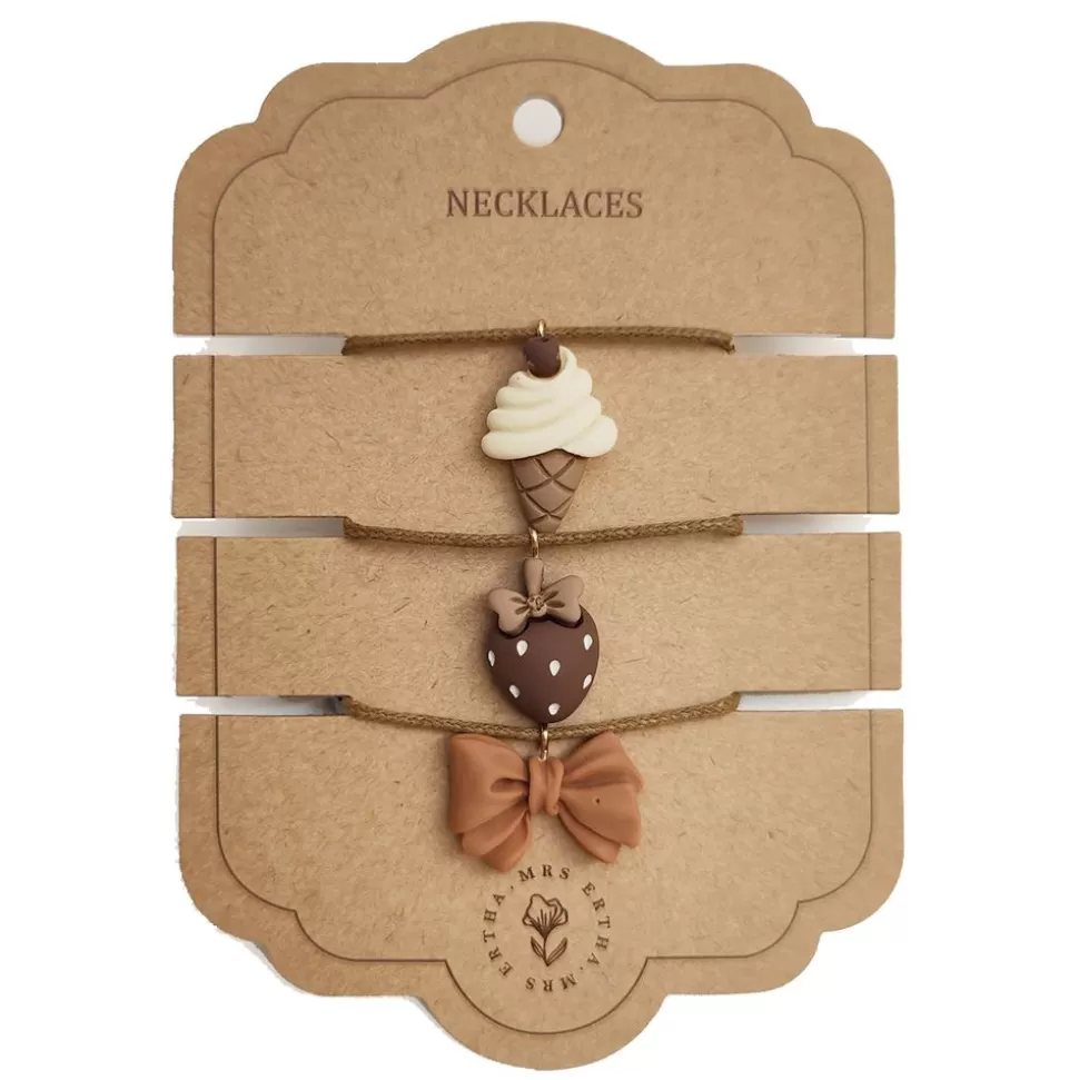 Lot De 3 Colliers - Icecream Strawberry & Bow | Mrs. Ertha Discount