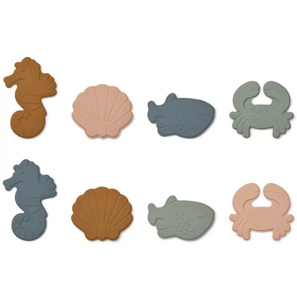 Lot De 8 Mini Tapis De Bain Paola - Sea Creature Mustard Multi Mix | Liewood Fashion