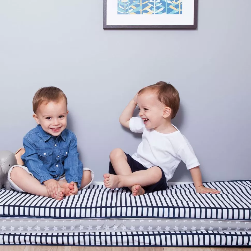 Matelas Nomade Blue Stripes - 60 X 120 Cm | BabyToLove New