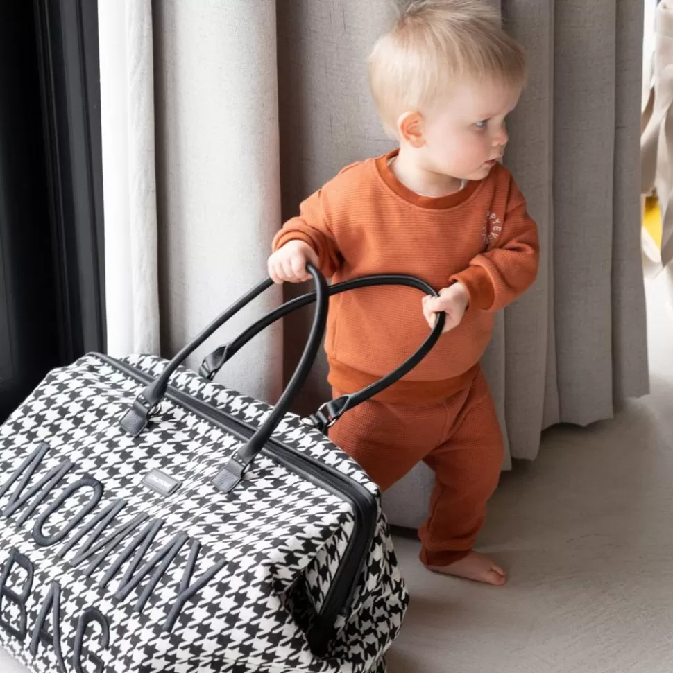 Mommy Bag Large - Pied De Poule Noir | Childhome Online