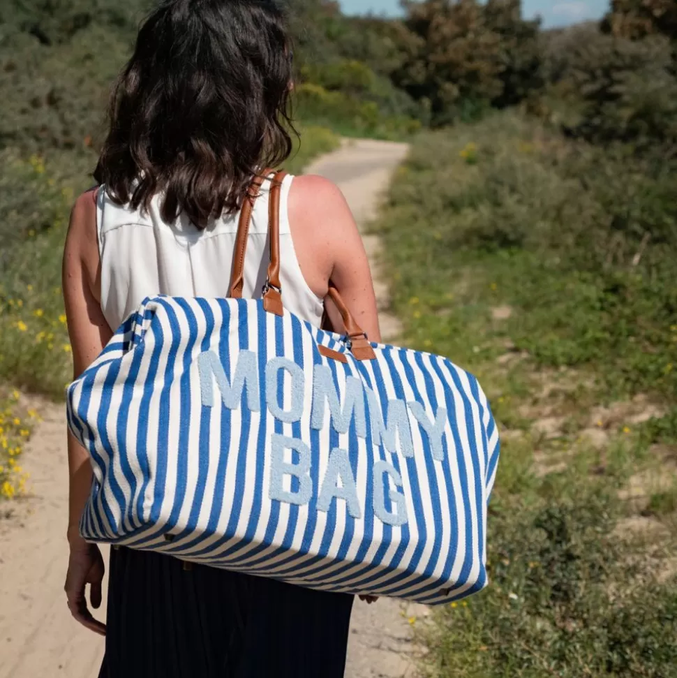 Mommy Bag Large - Rayures Bleu Electrique Bleu Clair | Childhome Outlet