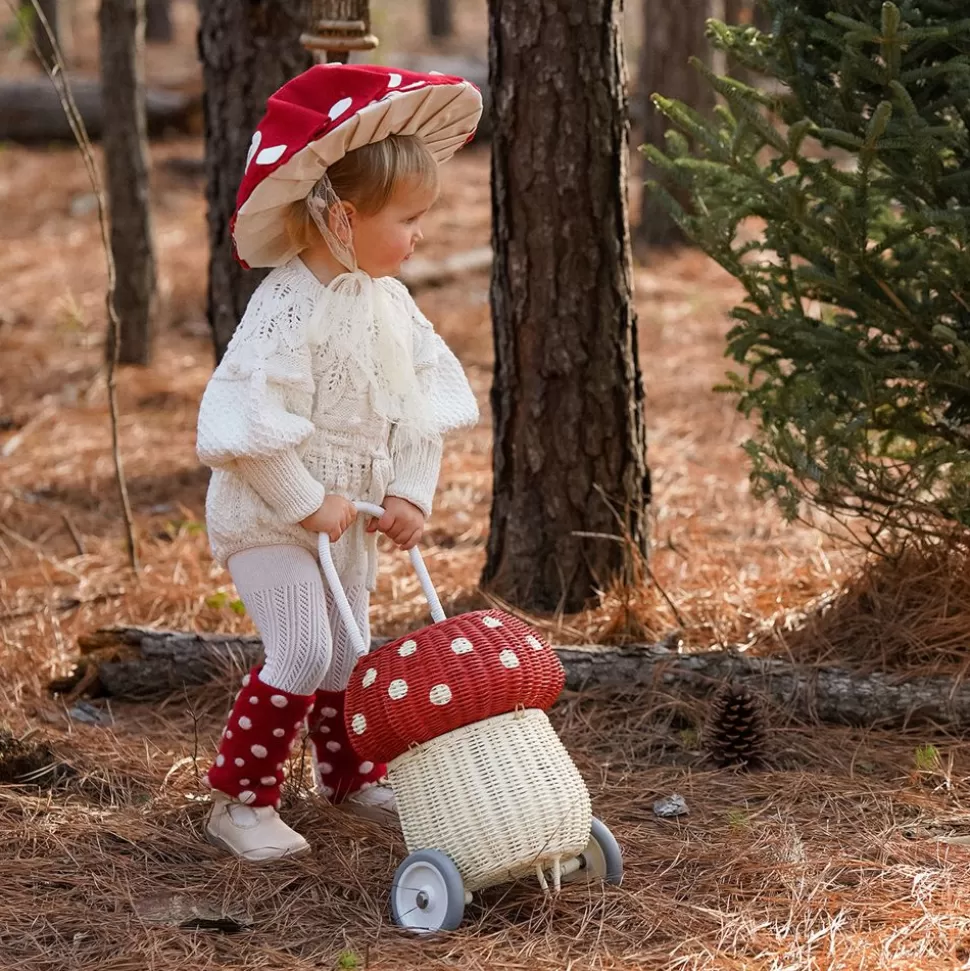 Panier Enfant En Rotin Luggy Champignon - Rouge | Olli Ella Sale