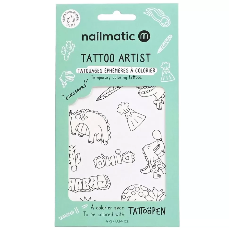 Planche De Tatouages A Colorier - Dinosaures | Nailmatic Store