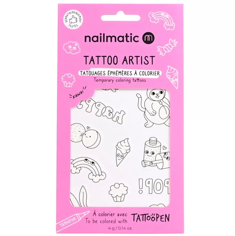 Planche De Tatouages A Colorier - Kawai | Nailmatic Store