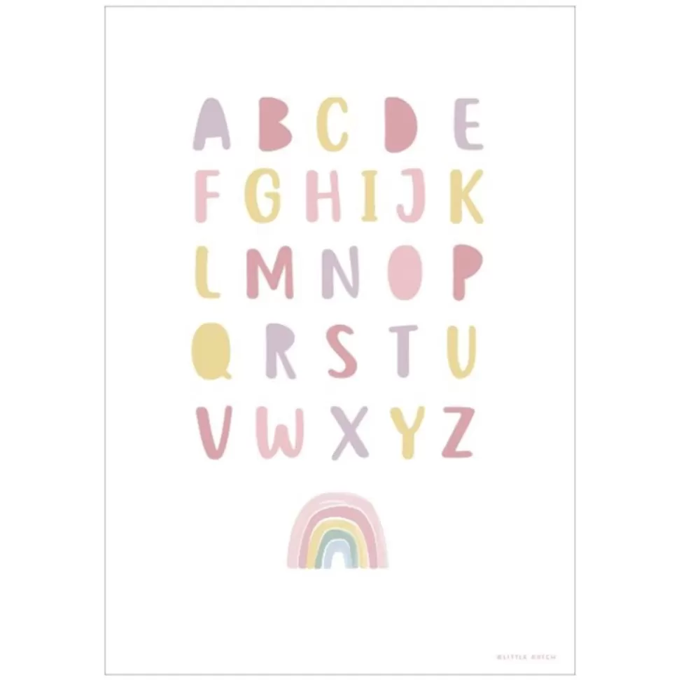 Poster Reversible Alphabet Et Arc-En-Ciel - Rose | Little Dutch Best