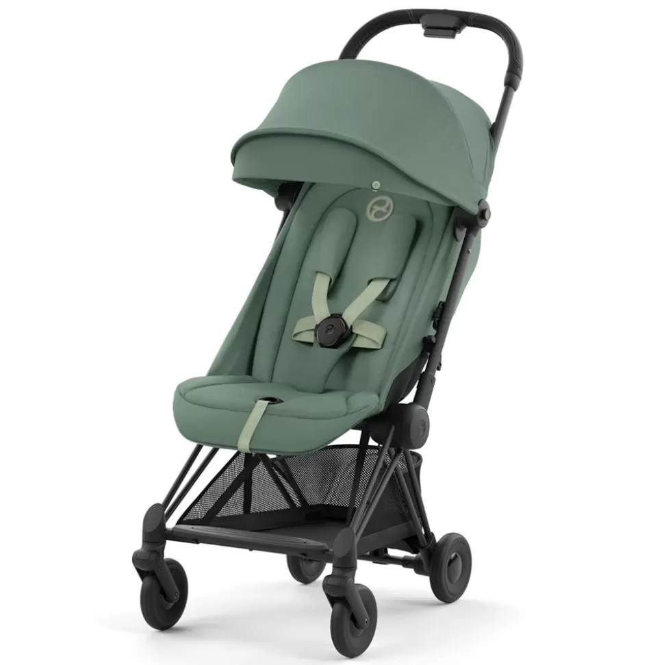 Poussette Ultra-Compacte Coya Chassis Matt Black - Leaf Green | Cybex Fashion