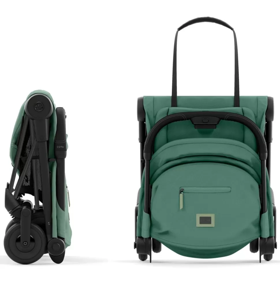 Poussette Ultra-Compacte Coya Chassis Matt Black - Leaf Green | Cybex Fashion