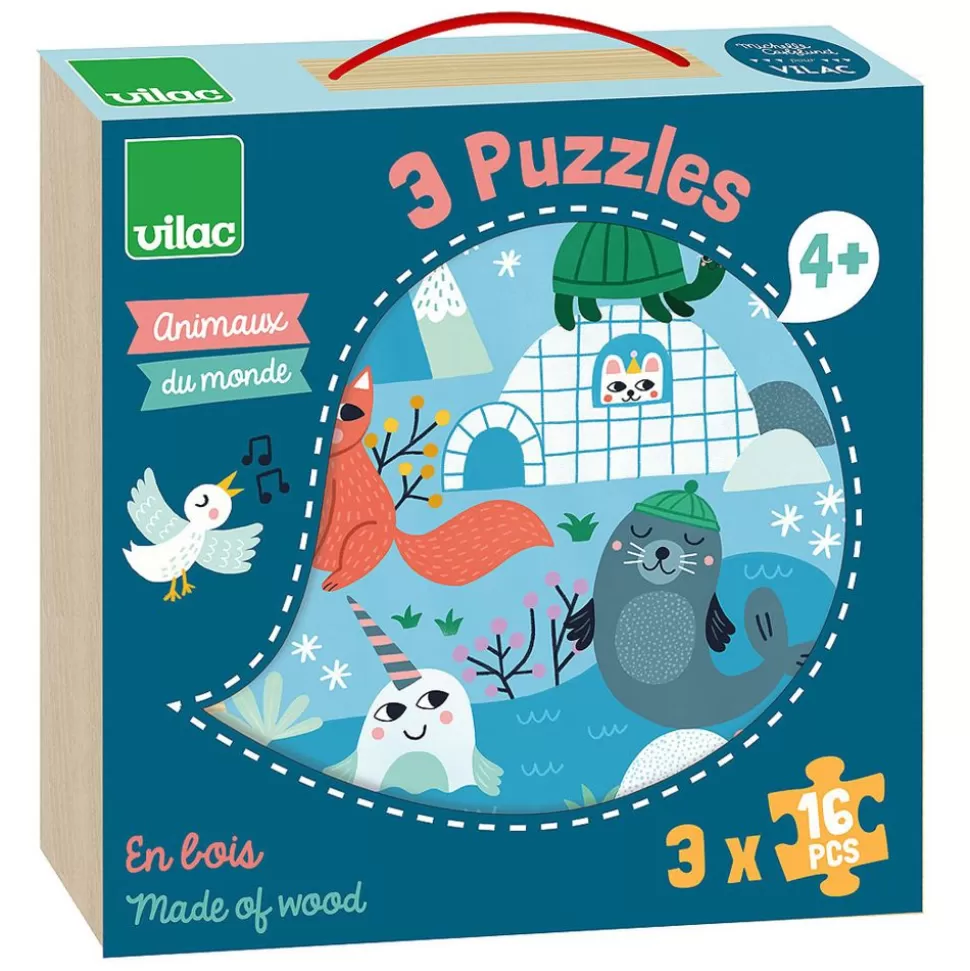 Puzzles Animaux Du Monde - Michelle Carlslund | Vilac Sale