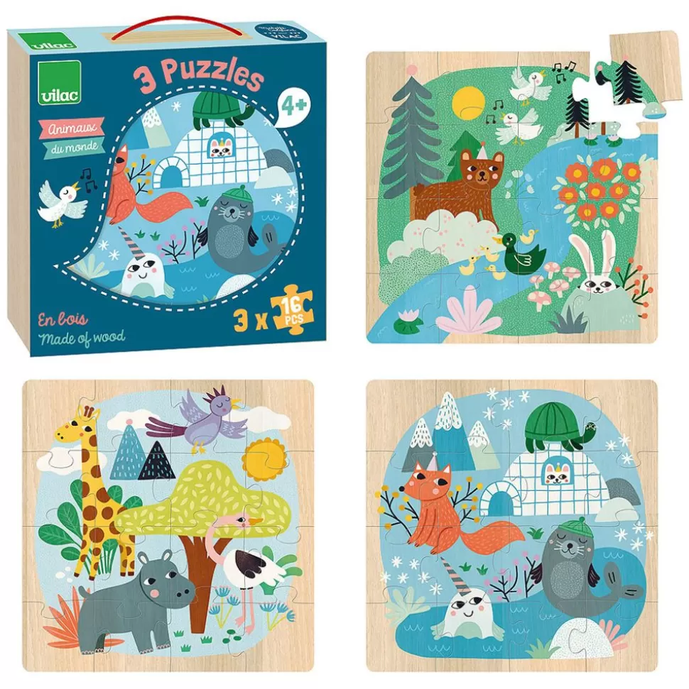 Puzzles Animaux Du Monde - Michelle Carlslund | Vilac Sale