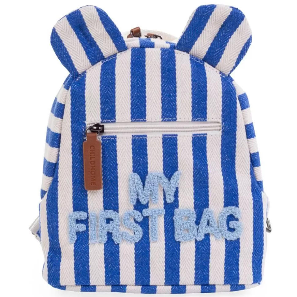 Sac A Dos My First Bag - Rayures Bleu Electrique Bleu Clair | Childhome Discount