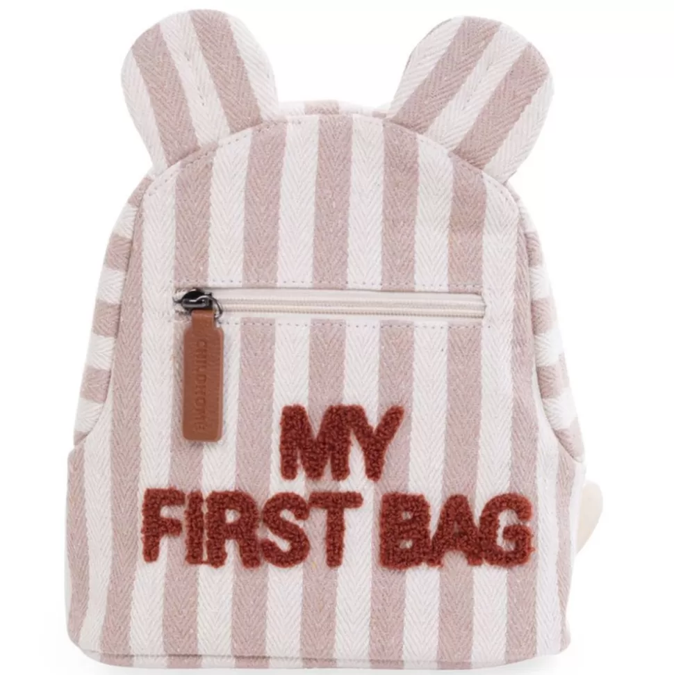 Sac A Dos My First Bag - Rayures Nude Terracotta | Childhome Discount