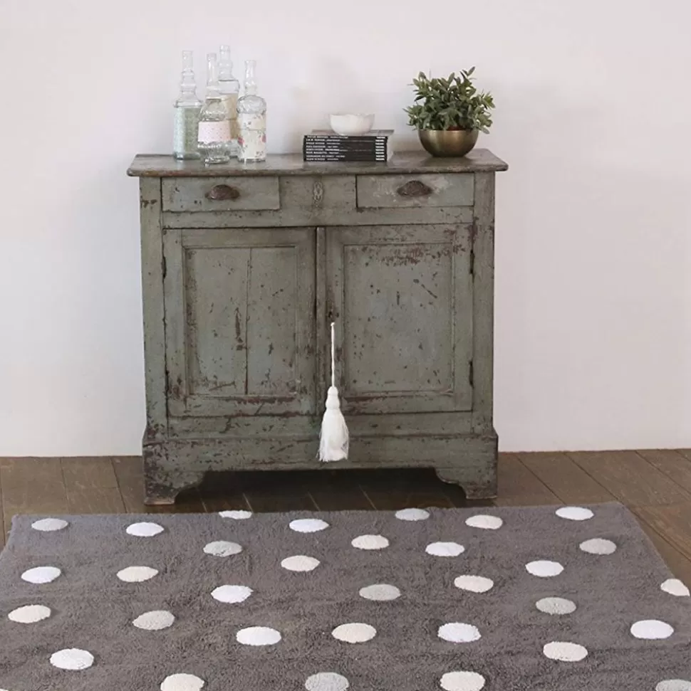 Tapis Lavable Polka Dots Gris Et Blanc - 120 X 160 Cm | Lorena Canals Online