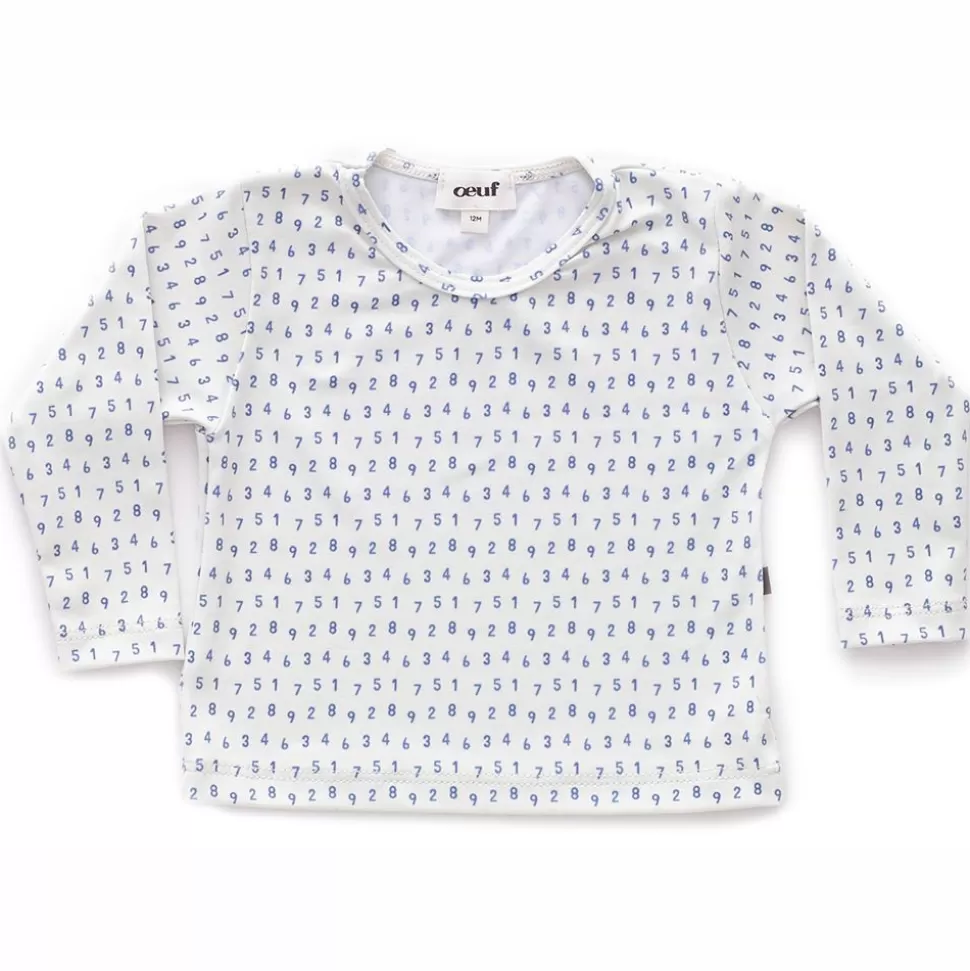 T-Shirt De Bain Numbers - Blanc - 6 Mois | Oeuf NYC Clearance