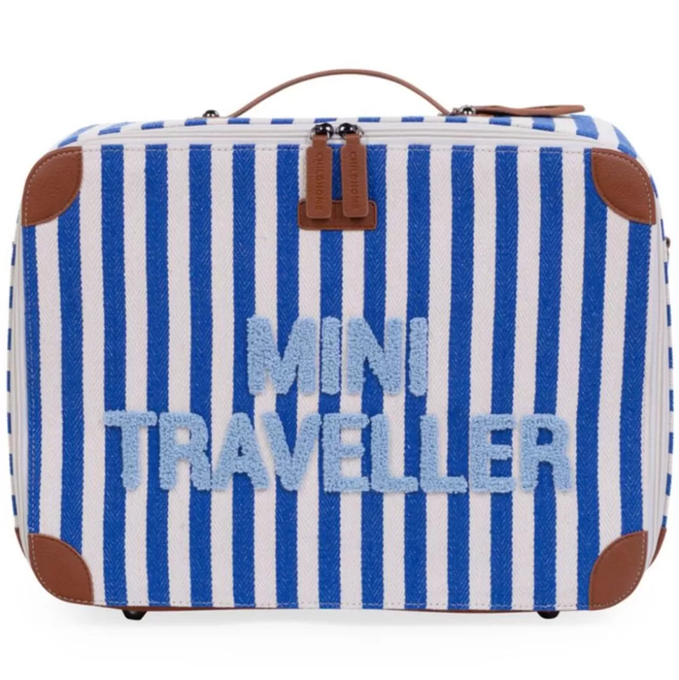 Valise Mini Traveller - Rayures Bleu Electrique Bleu Clair | Childhome Clearance