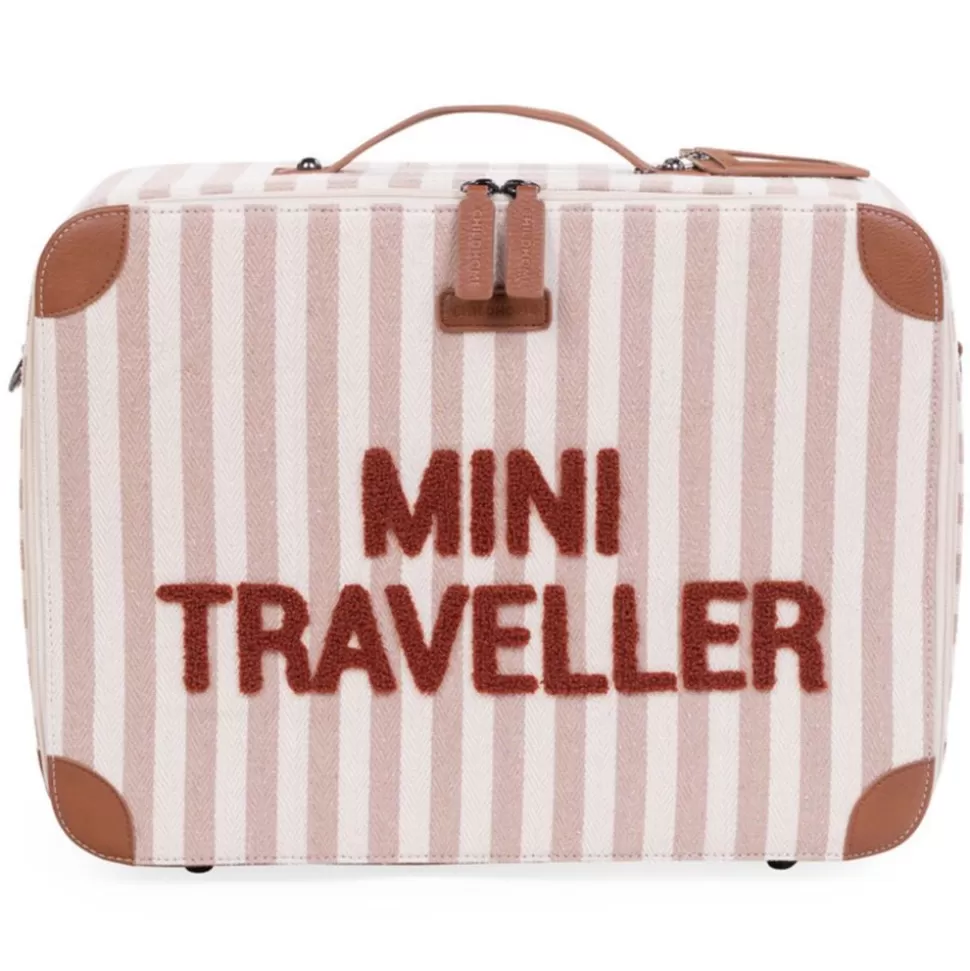 Valise Mini Traveller - Rayures Nude Terracotta | Childhome Cheap